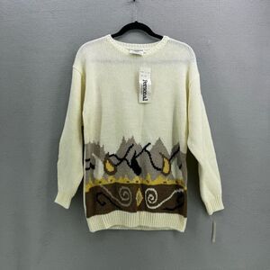 NWT Vintage Personal Womens Cream Aztec Acrylic Pullover Sweater Size Large
